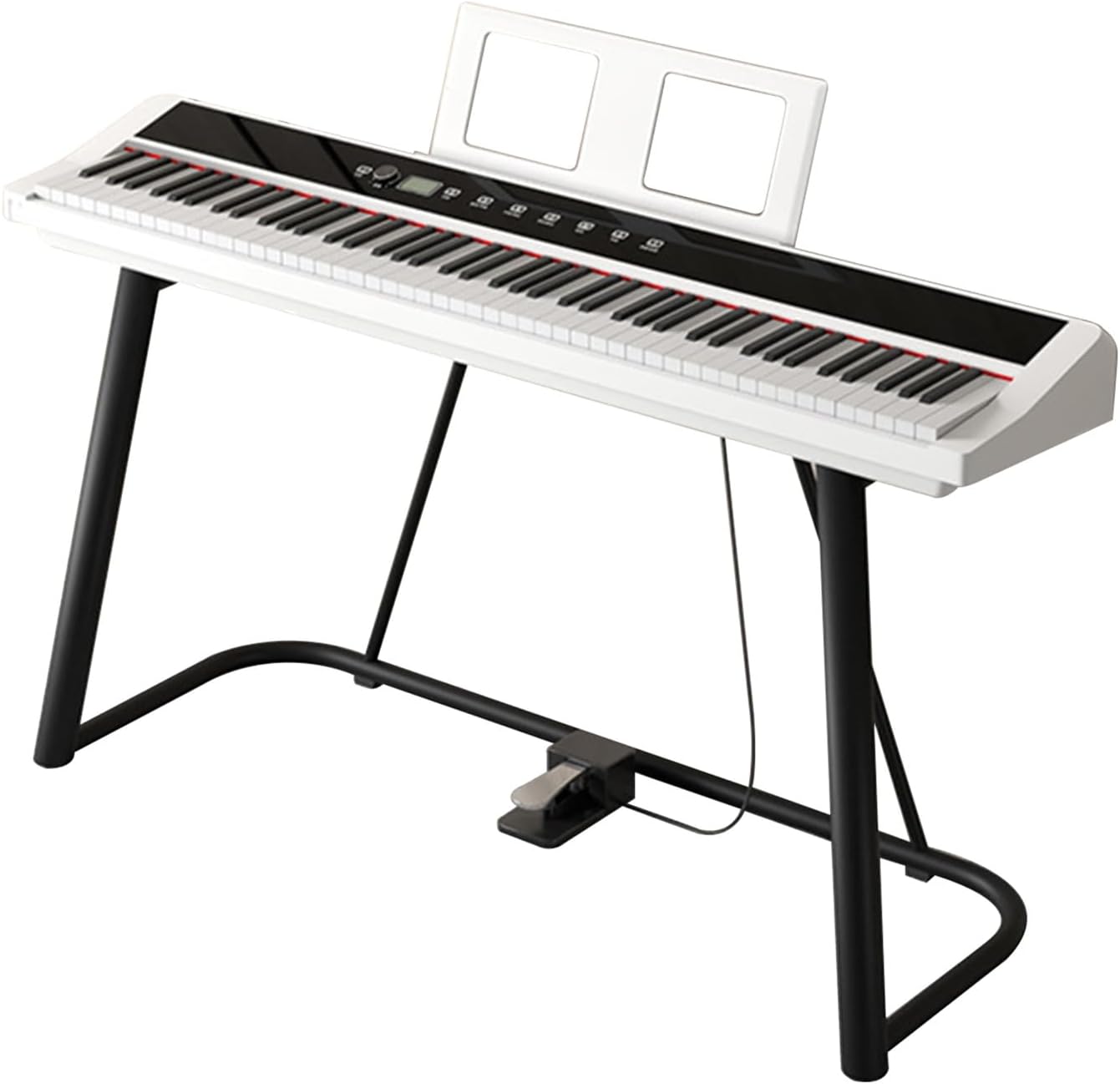 Piano Keyboard 88 Keys Full Size Electric Keyboard Piano With Hammer Action Key Portable Beginner Digital Piano With Stand, Sustain Pedal, Music Sheet(White)