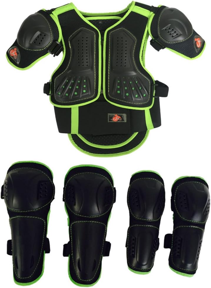 Kids Motorcycle Armor Suit Dirt Bike Chest Spine Protector Back Shoulder Arm Elbow Knee Protector Motocross Racing Skiing Skating Body Armor Vest Sports Safety Pads 3 Colors