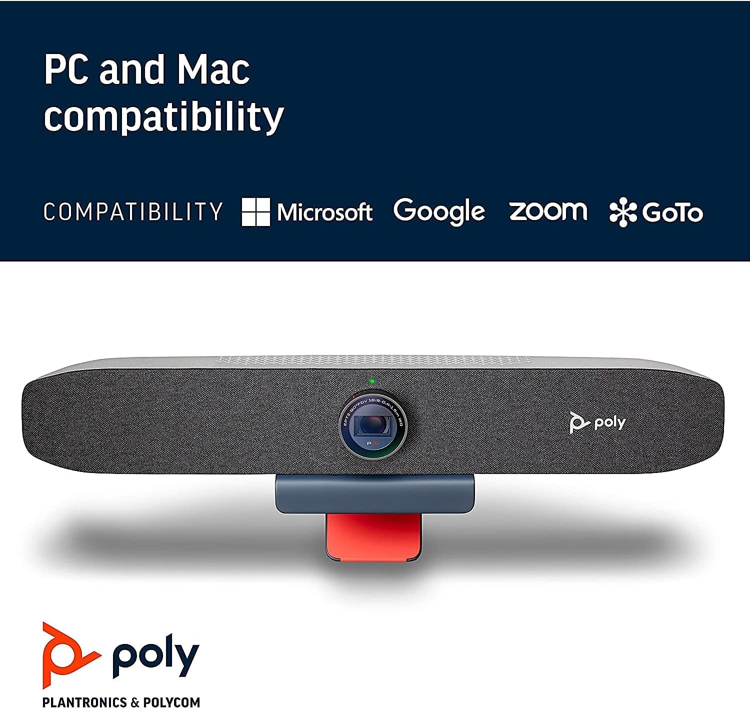 Poly Studio P15 Personal Video Bar (Plantronics + Polycom) - 4K Video Quality - Camera, Microphones & Speaker Solution with Premium Audio & Video - Certified for Zoom and Teams
