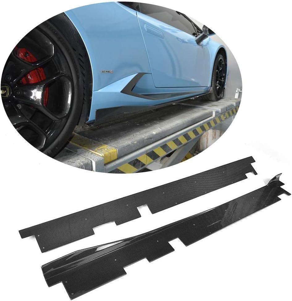 WASHLA Carbon Fiber Car Side Skirt for Lamborghini Huracan LP600 LP610 2014-2018, Side Skirt Extension Splitter Diffuser Side Skirts Extension Rocker Panel Splitter Lip, WASHLA-8912568161920