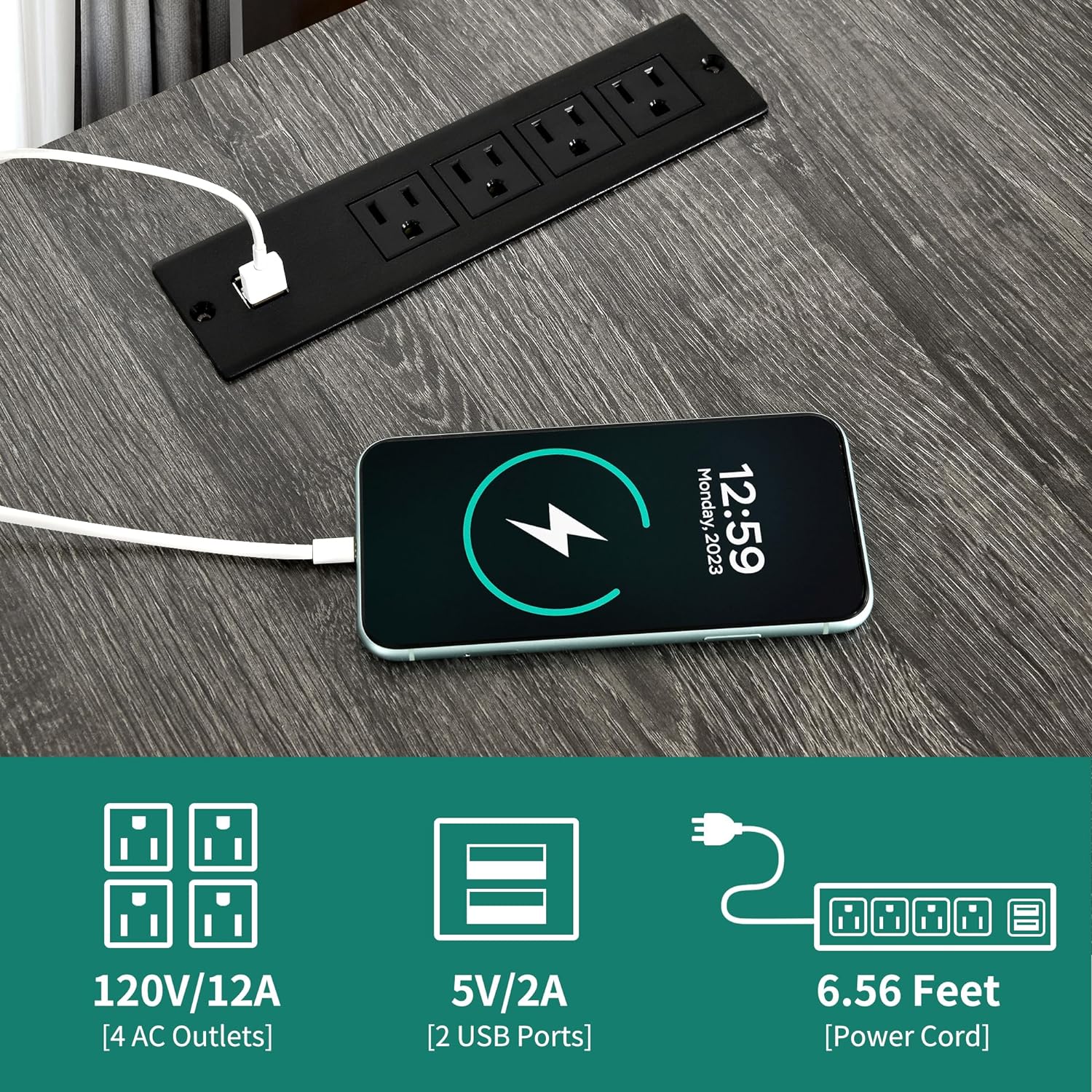 YITAHOME U Shaped Desk with Power Outlets & LED Lights, 79