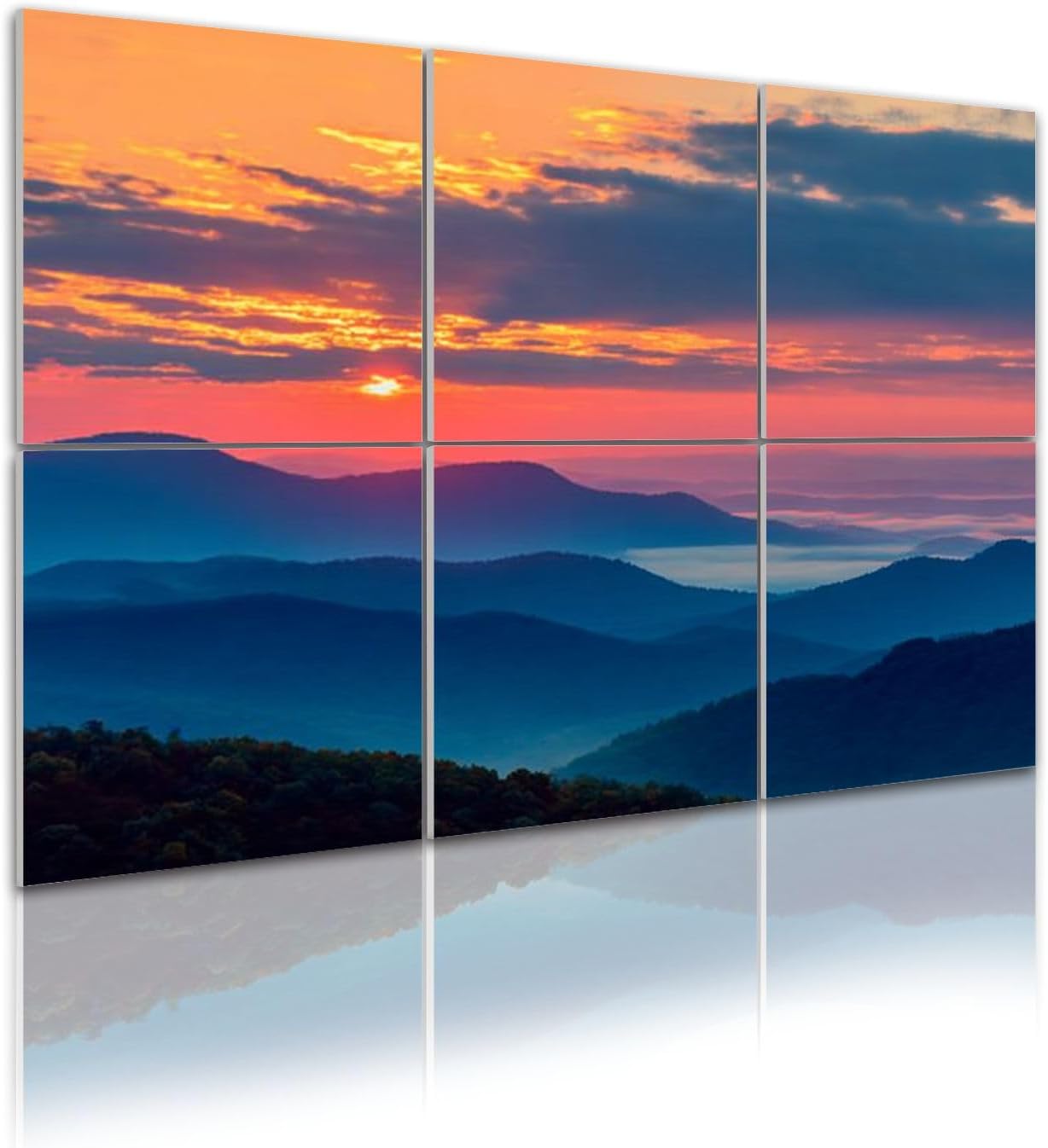 6 Pack Art Acoustic Panels Sunrise Blue Ridge mountains Decorative Sound Absorbing Wall Panels 72