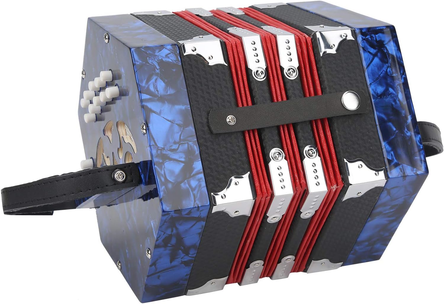 Concertina AccordionConcertina Instrument,Professional Accordion Concertinafor Adjustable Hand Strap Storage Bag Fit for BeginnersBass Drum Pedals (Royal Blue)