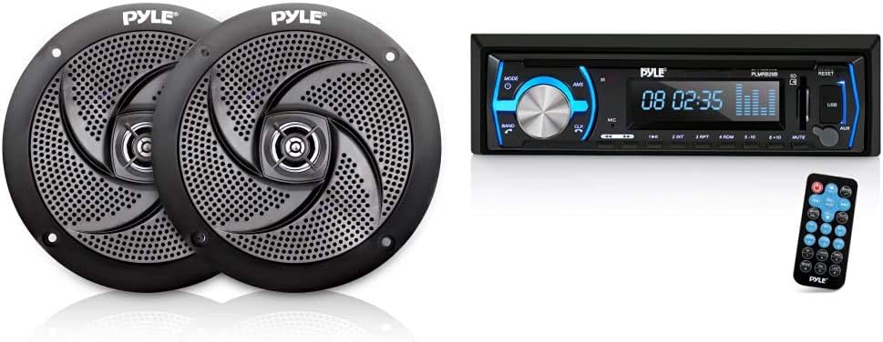 Pyle Marine Speakers (5.25 Inch) and Bluetooth Stereo Radio - Waterproof Outdoor Audio System