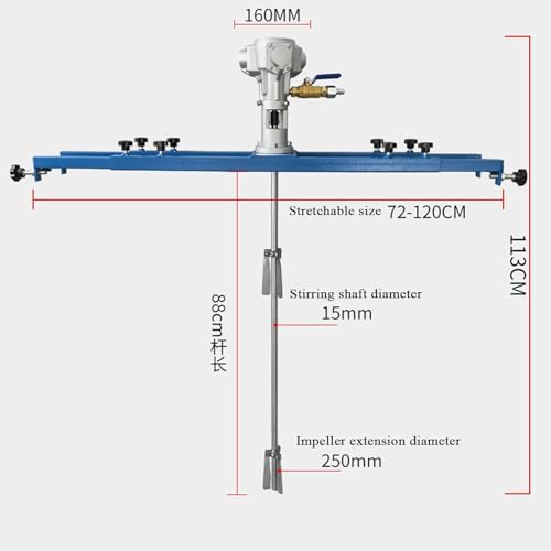 IBC Air Agitator, 1/2HP Pneumatic Tank Mixer Machine, 1000L Paint Stirring Machine, Mixing Rod Length 880MM, Impeller Diameter 250mm, for Ink Dissolver Agitator
