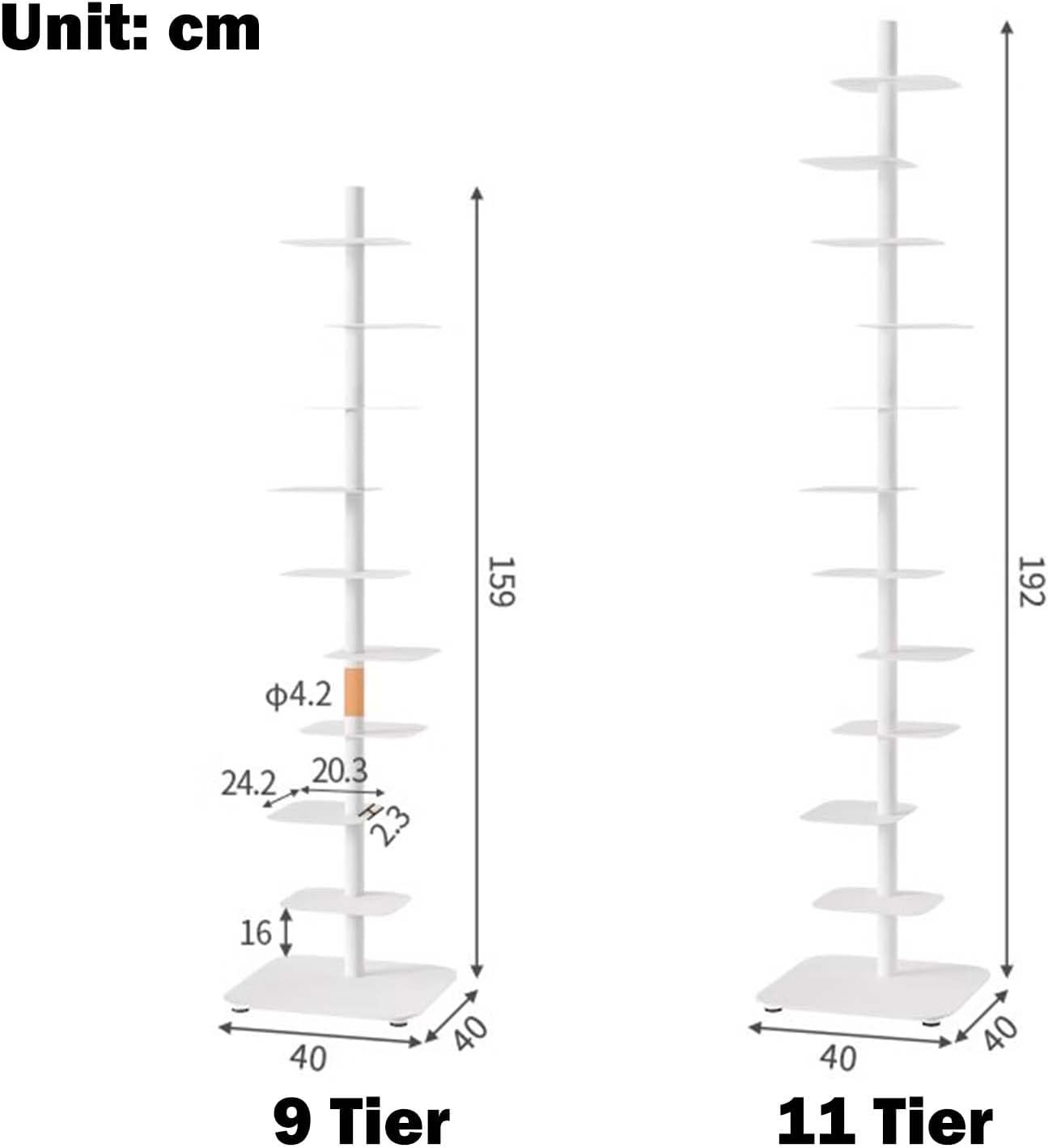 Living Room Vertical Bookshelf Tower, White Adjustable DIY Spine Bookcase, Invisible Book Display Shelves, Narrow Storage Organizer Racks(11-Tier 192cm (75 5/8