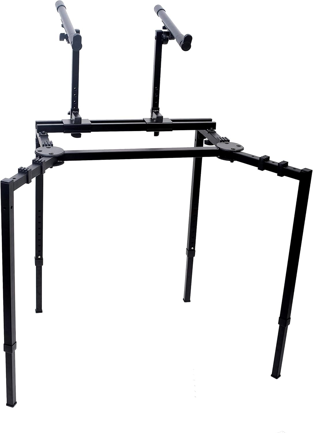 Griffin Double Piano Keyboard Stand & Laptop Mount (QuickFOLD Series) – 2 Tier/Dual Portable Studio Mixer Rack for Turntables, DJ Coffins, Digital Audio Gear & Music Equipment – Folding Multi Stage