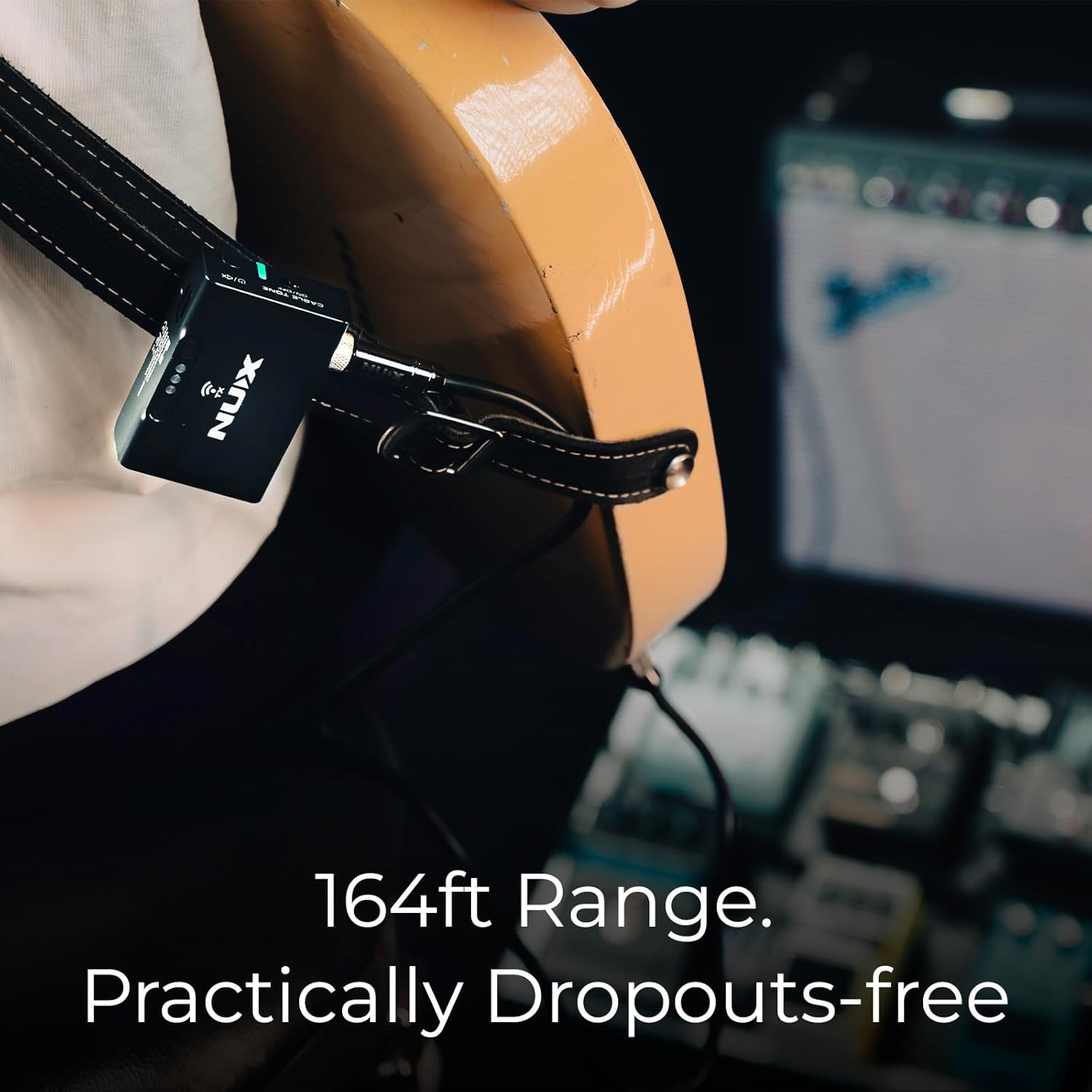 NUX B-8 Wireless System for Guitar, Bass, Various Instruments with Electronic Pickups. Built in Booster/Tuner. Wireless Solution for Gigging, Home Playing