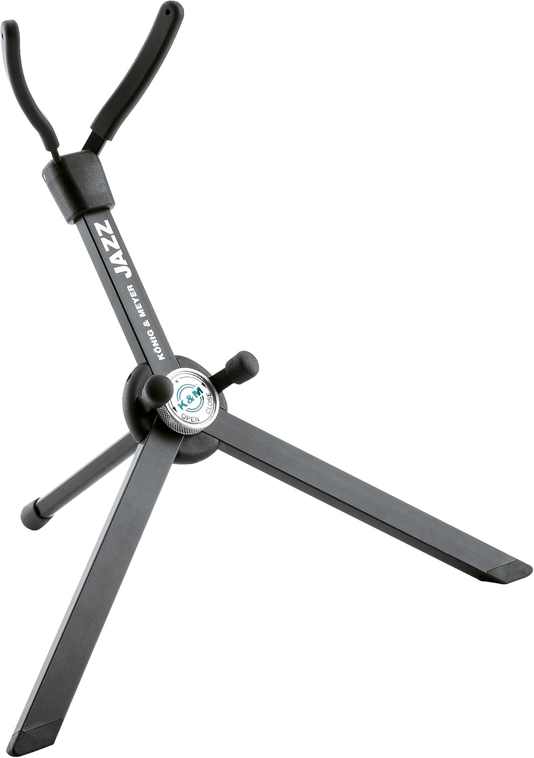 K&M König & Meyer Jazz Saxophone In-Bell Tripod 3 Leg Stand 14330.000.55 | Professional Grade for all Musicians | Lightweight & Compact | Stable Secure Eb Alto Base | Made in Germany Black