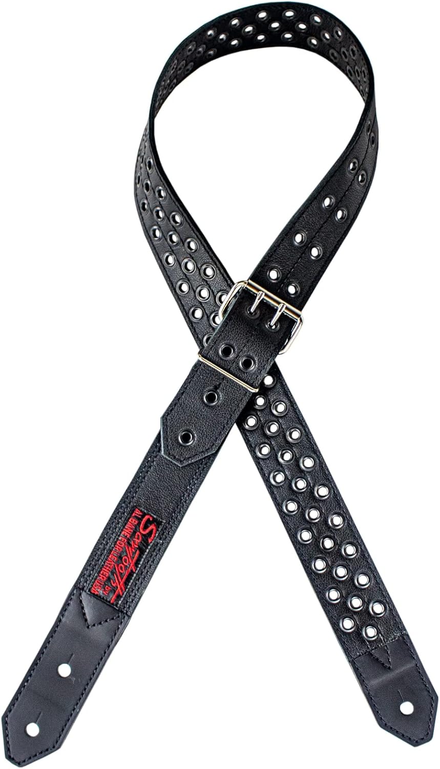 Sawtooth Lunar Halo 2” Wide Leather Guitar Strap Hand Crafted in The U.S.A. (ST