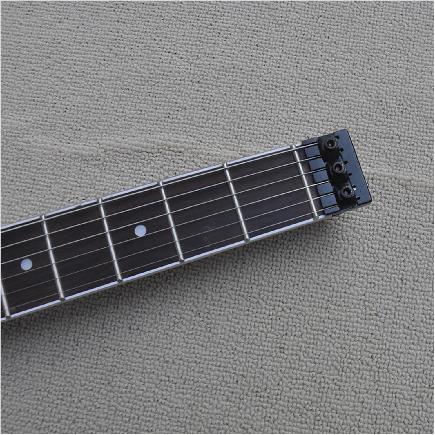 Headless Electric Guitar Black 39 Inches Headless Electric Guitar with Flame Maple Veneer 24 Frets