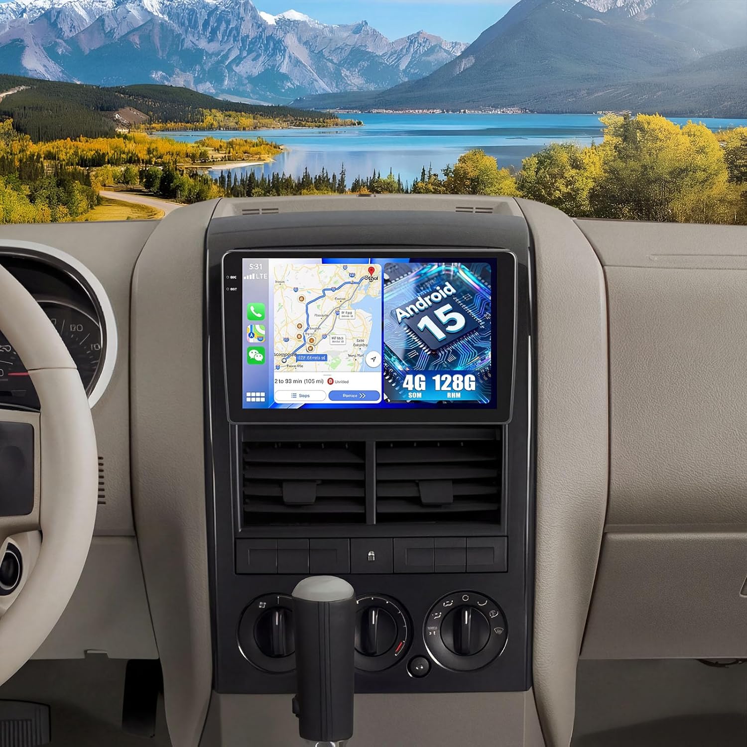 4G+128G Android Car Stereo for Ford Explorer 2005-2010 Car Radio with Wireless Carplay Android Auto 10.1 Inch Touch Screen Mirror Link Backup Camera WiFi GPS FM RDS Bluetooth