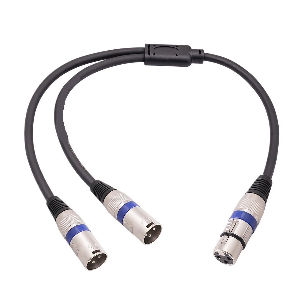 3 Pin XLR Female to Dual XLR Male Y Splitter Balanced Mic Cable 3FT 50CM Instruments Microphones Cables Signal(Blue,3Pcs)
