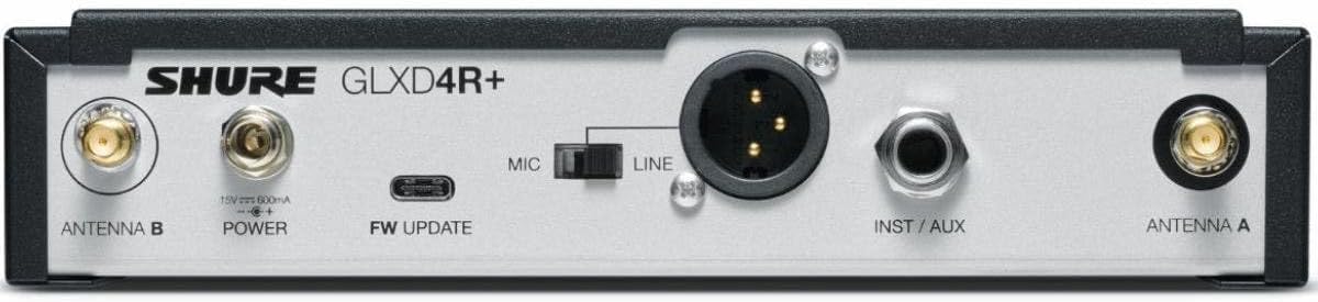 Shure GLXD4R+ Pro Digital Single Channel Rack Mount Receiver - for use with GLX-D+ Dual Band Wireless Systems, Transmitter Sold Separately (GLXD4R+=-Z3)