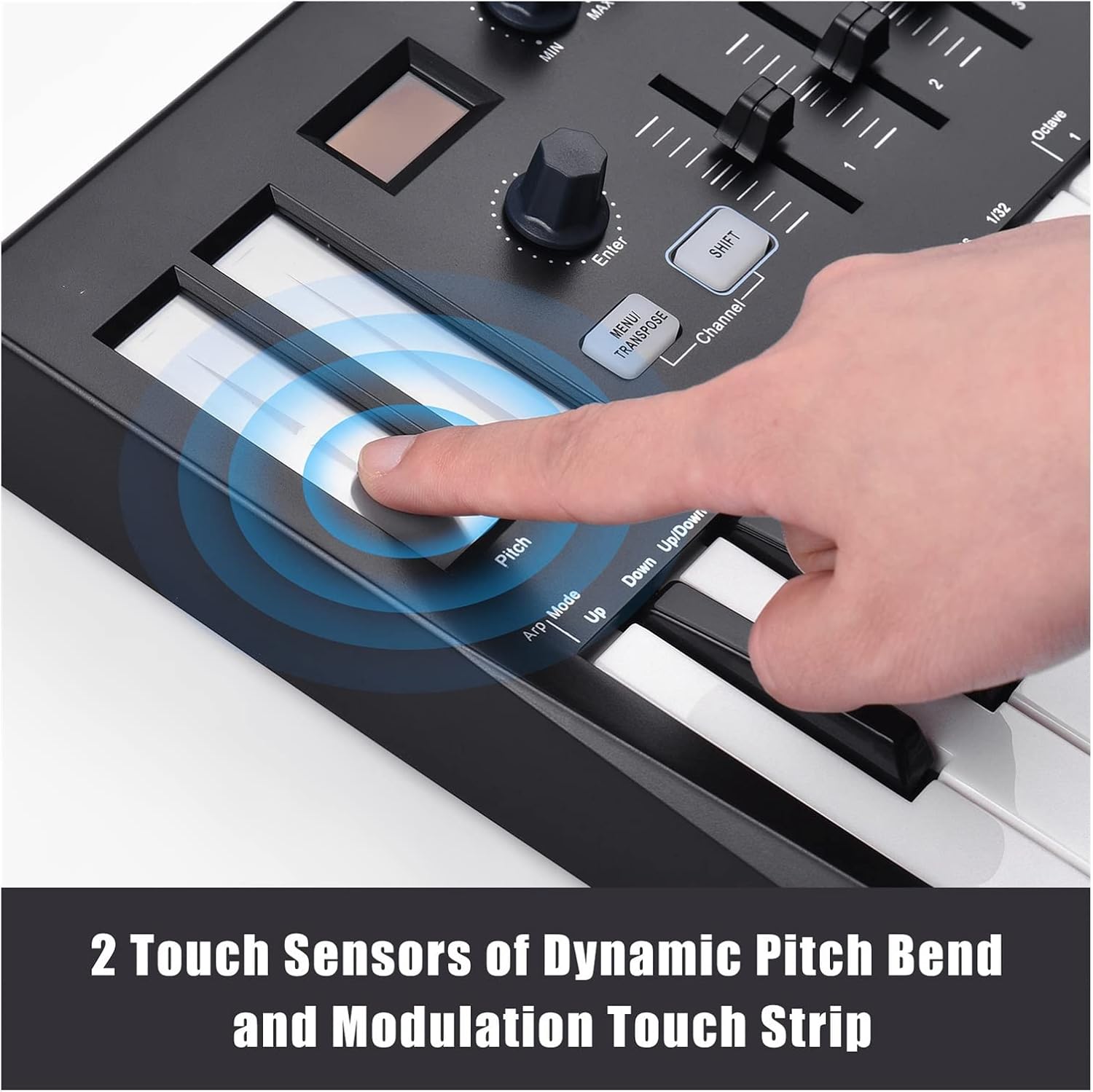 Keyboard Piano 25-Key USB MIDI Keyboard Controller with 8 RGB Backlit Trigger Pads 4 Control Knobs 4 Sliders