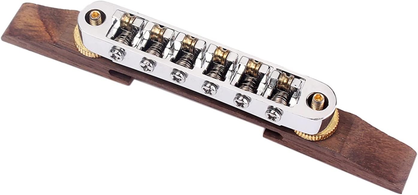Adjustable Rosewood Bridge with Roller Saddles for Archtop Bass Guitar Electric Guitar Bridge