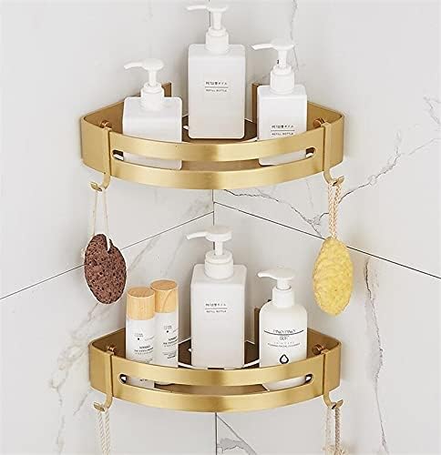Shower Shelves Corner Wall Mounted Bathroom Shelf, Brushed Gold Bath Shower Shelf, Bath Shampoo Holder Corner Shelf Bathing Accessories (Color : Square Shelf 2)