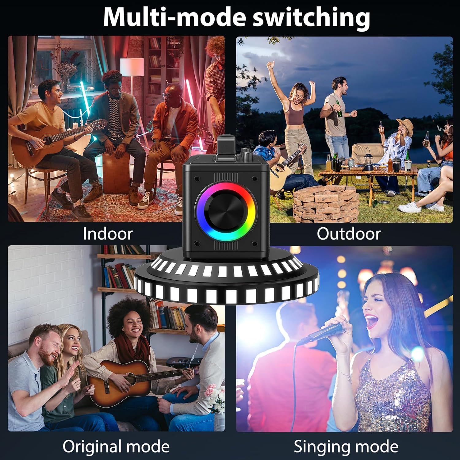 JYX Karaoke Machine for Adults with 2 Wireless Microphones，Portable Bluetooth Speaker, PA System with LED Lights for Home Party, Birthday Gifts, Supports REC/FM/AUX/USB/TF Live Broadcast