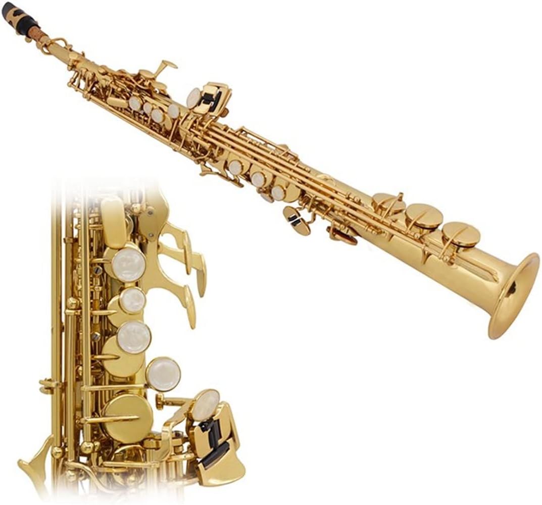 Sax Beginners Kit Straight Saxophone B Flat Nickel Plated Brass Sax Golden Silver Woodwind Musical Instrument with Carrying Case Wind Instrument (Color : Golden Sax)