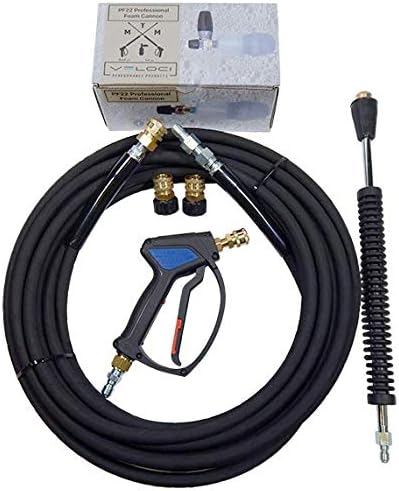 MTM Hydro PF22 Wide Mouth Foam Cannon and SG28 Trigger Gun Kit for Pressure Washer, Includes 50' Hose, Lance, and Fittings