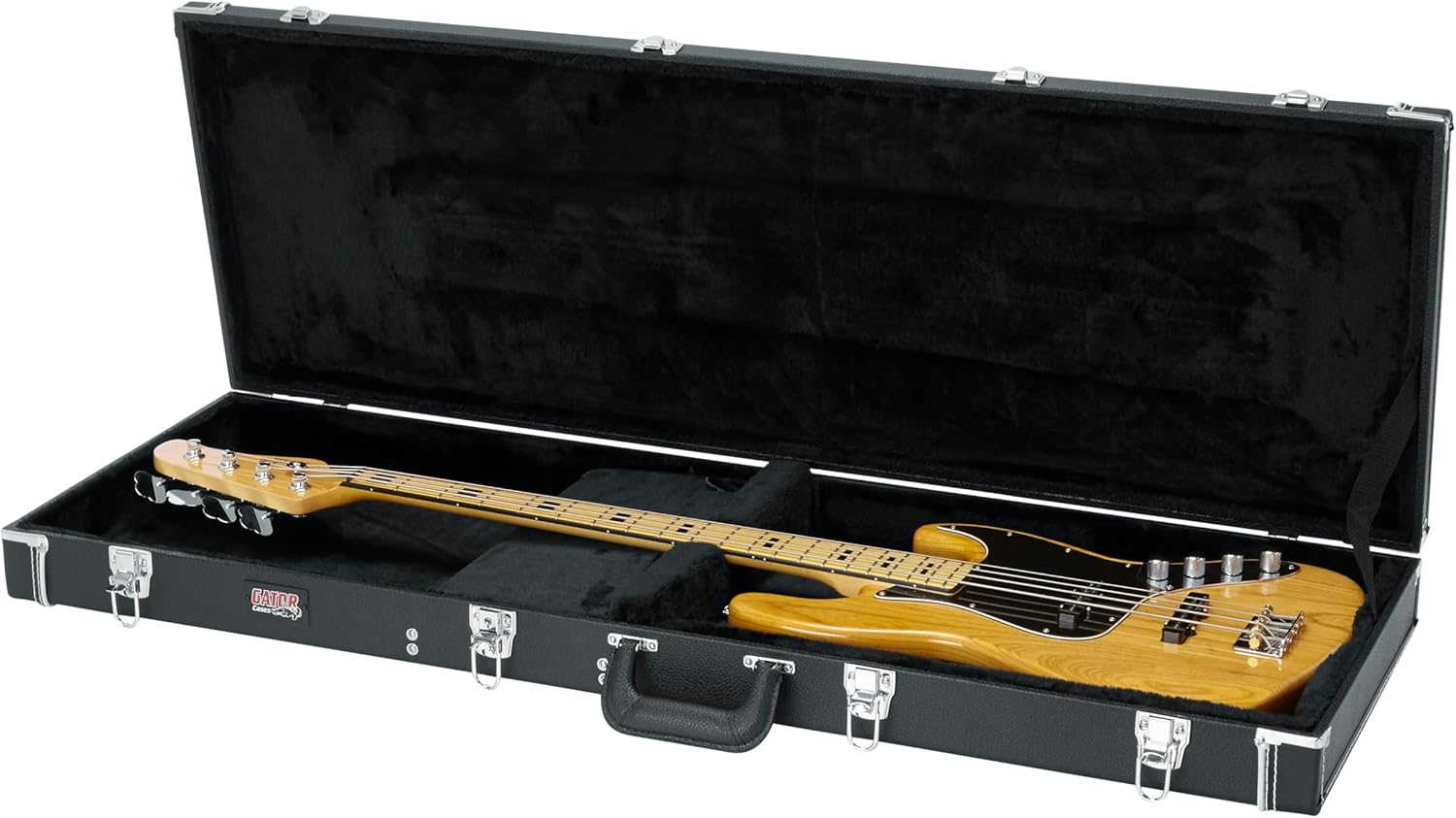 Gator Cases Deluxe Wood Case for Bass Guitar, Fits Standard Style Jazz & Percision Bass Guitars (GW-BASS)