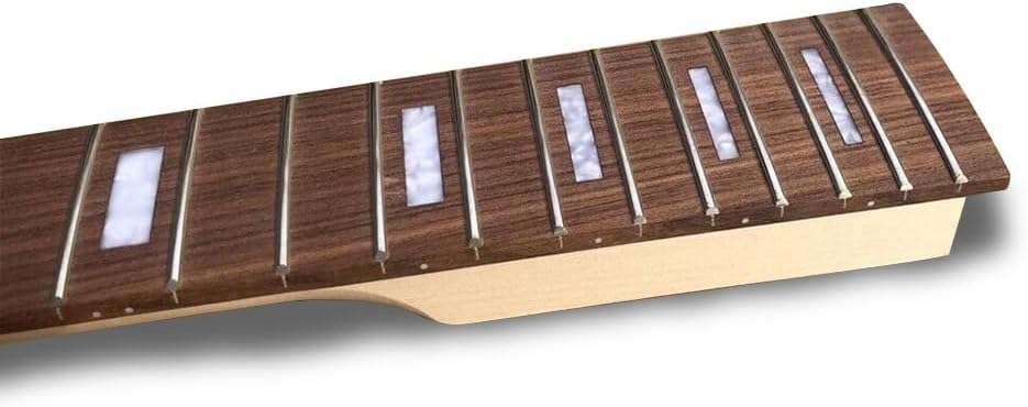 Unfinished New Bass Guitar Neck 22 Fret 30 Inch Maple Rosewood Fretboard Block Paddle Head (22 Fret 30 Inch)