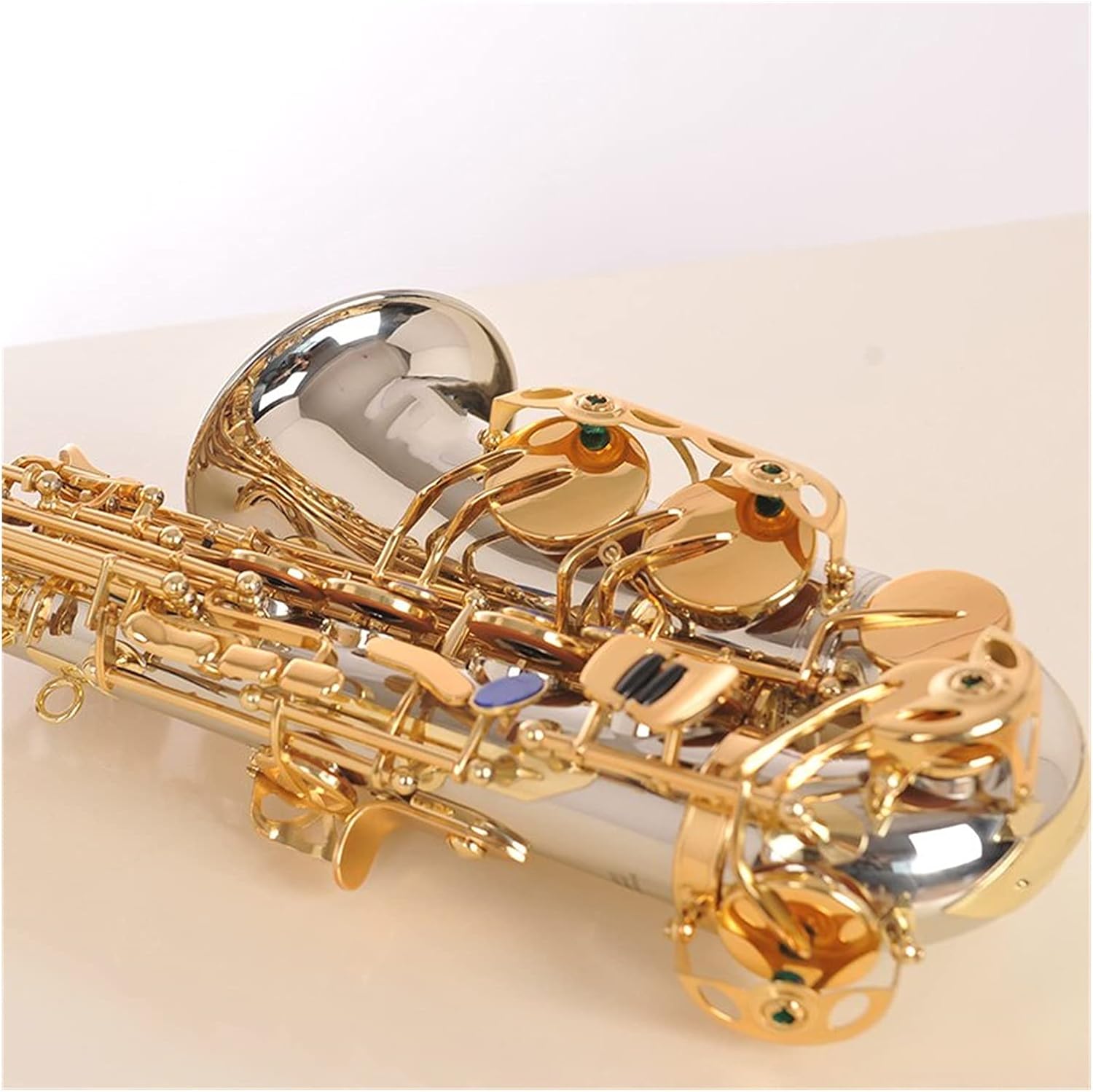 Sax Beginners Kit Tune Alto Saxophone Phosphorus Copper Rose Gold Lacquer Pearl Button E Flat Alto Sax Musical Instrument with Case Wind Instrument (Color : White Brass Material)