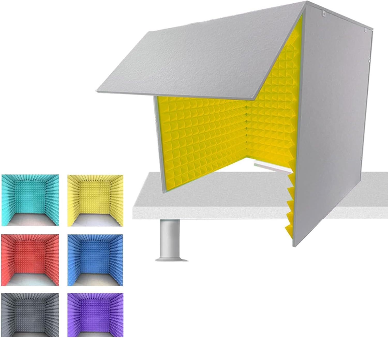 Portable Recording Studio, Microphone Isolation Cover, High-Density Absorbent Foam Home Desktop Recording Studio (Yellow_80*80 * 80cm)