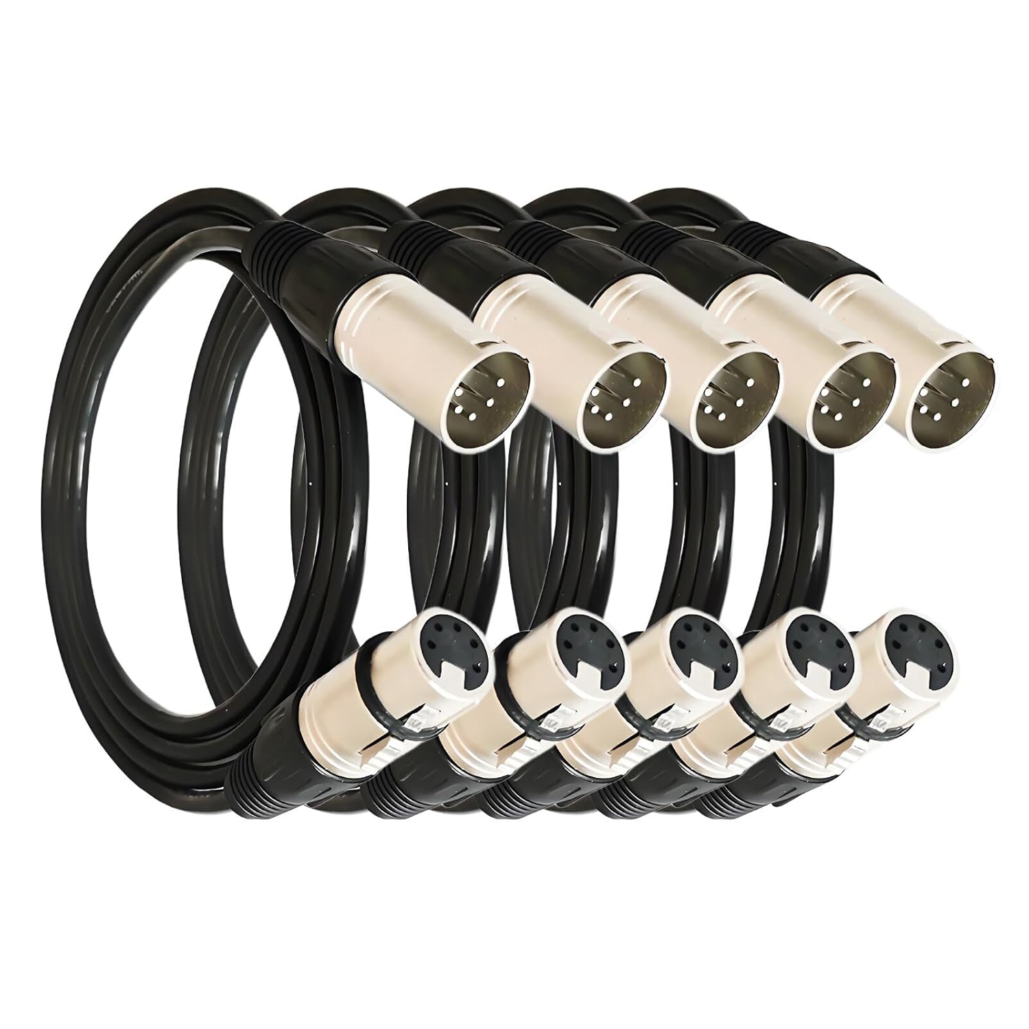 5 Pack 5 Pin XLR Connector, XLR Microphone Cable, Balanced Male to Female Connections for Microphone and Audio Interface (5 Meter/16.4Ft)