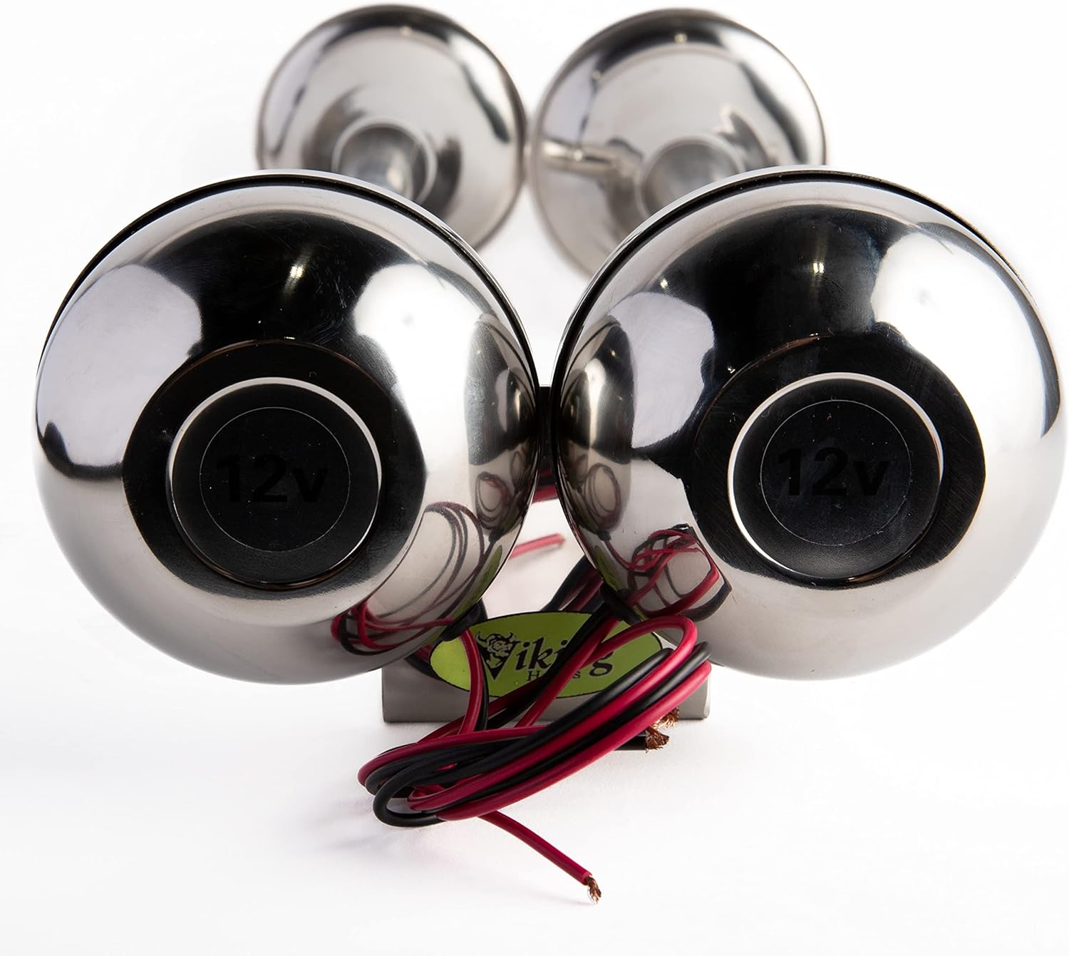 Viking Horns | Electric Dual Trumpet Marine Horn (12V) | Stainless Steel (Grade 304) | Universal Fit | RV/Truck/SUV/Boat/Pick-Up