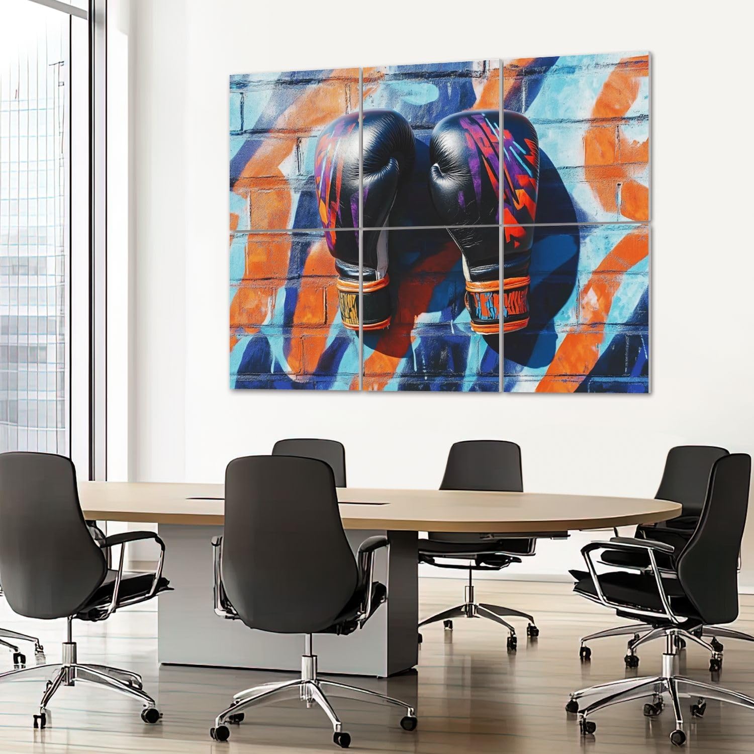 6 Pack Art Acoustic Panels Sound Absorbing Graffiti Boxing Gloves Sport Modern Abstract Patterns Vibrant Color Decorative Soundproof Wall Panels Self Adhesive for Recording Studios Office 72