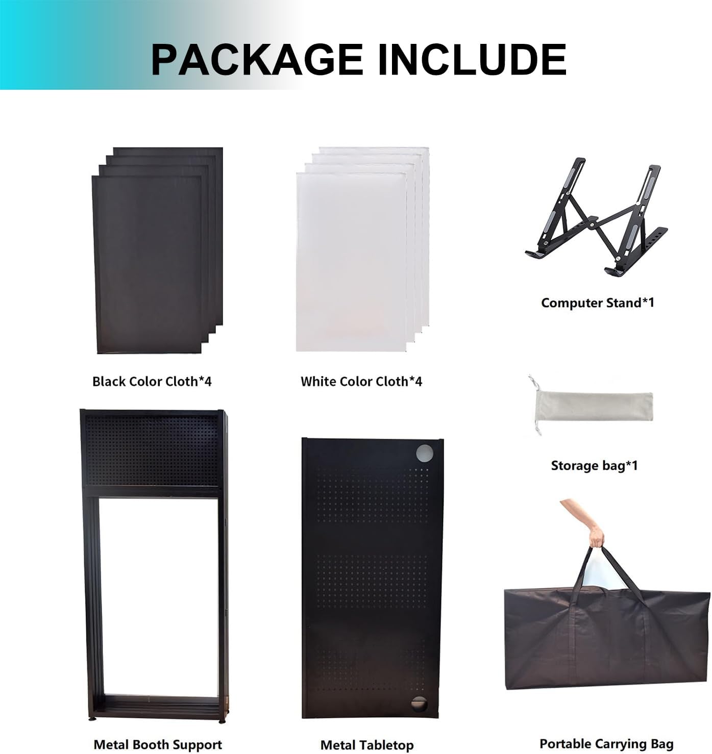 Portable DJ Facade Booth DJ Facade Table Station,40 * 40 * 20 Inches Foldable DJ Event Flat Table Top w/White & Black Scrim,Padded Carrying Bag