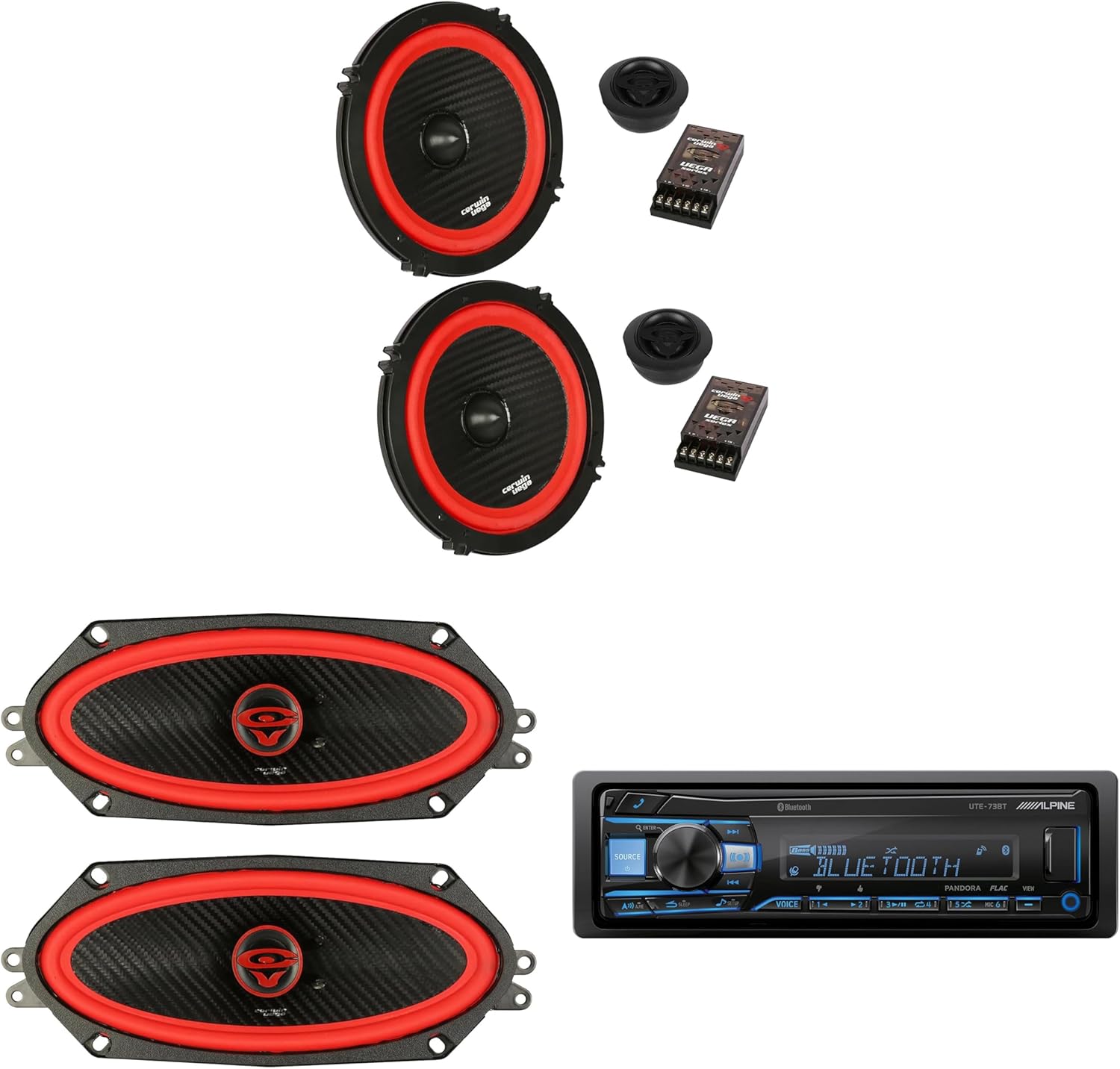 UTE-73BT Bluetooth Car Stereo Receiver (No CD) with Cerwin Vega V65C 6.5