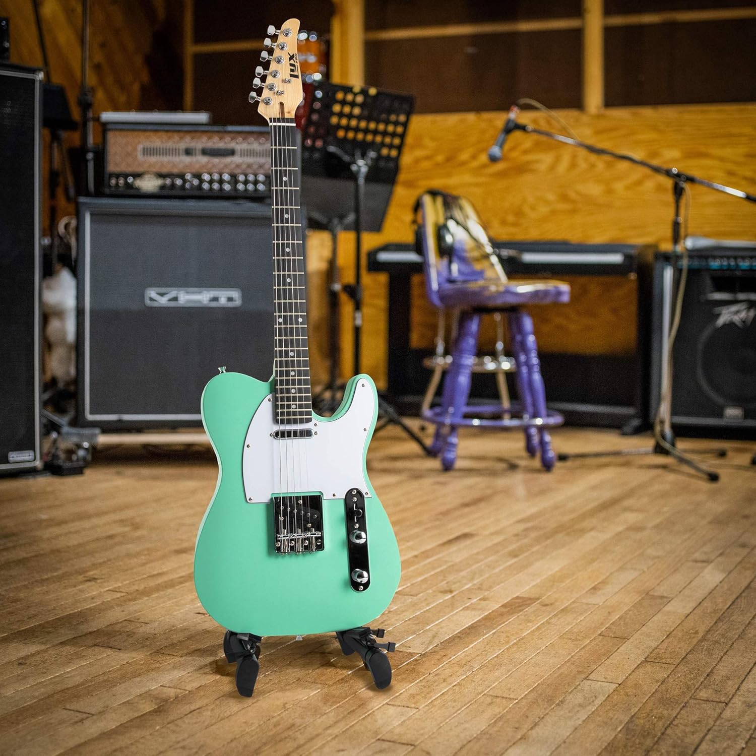 LyxPro 39” Electric Guitar TL Series Kit, Left Hand, 20 Watt Amp, Full-Size Body, C-Shape Neck, Quality Tuning Heads, 3-Way Switch & Volume/Tone Controls, 12 Picks And Cable Included - Green