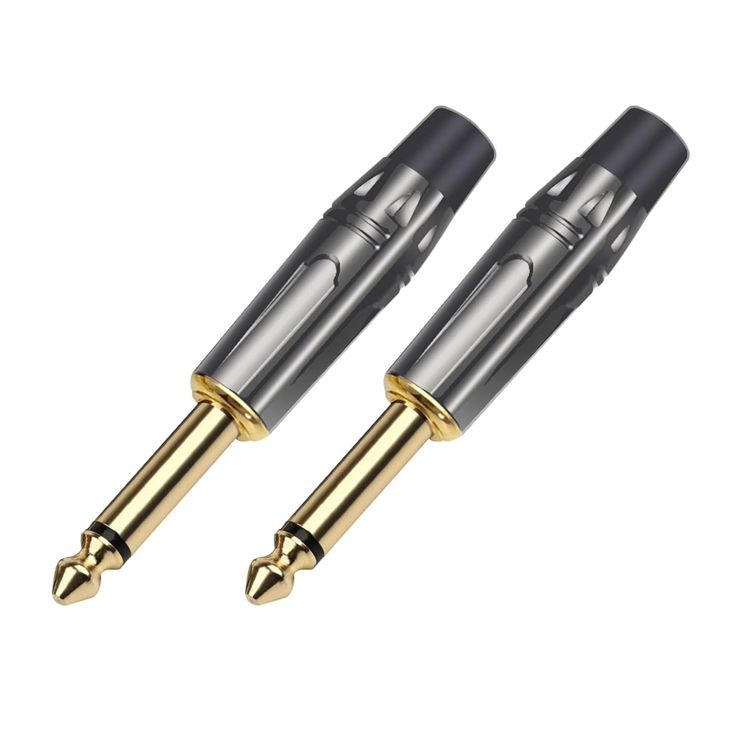10PCS Mono Jack 6.35MM Connector Brass 2 Pole 6.3MM 1/4 Inch Plug Audio Microphone Cable Connector (Color : Black)