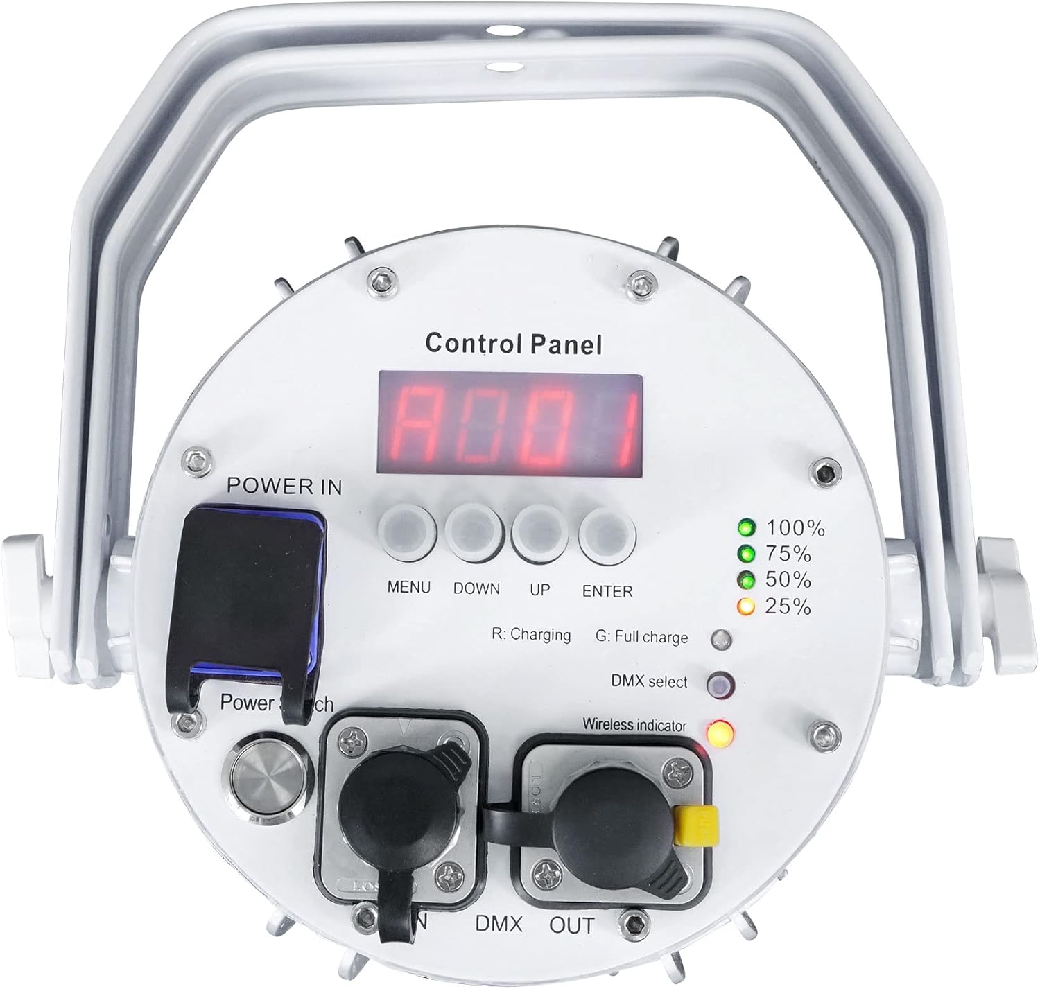 Rockville Best PAR H2O White IPX54 Water Resistant Indoor/Outdoor Battery DJ Par Light, 6 x 18W RGBWA+UV LEDs, Wireless DMX, Portable, for Events and Mobile DJs