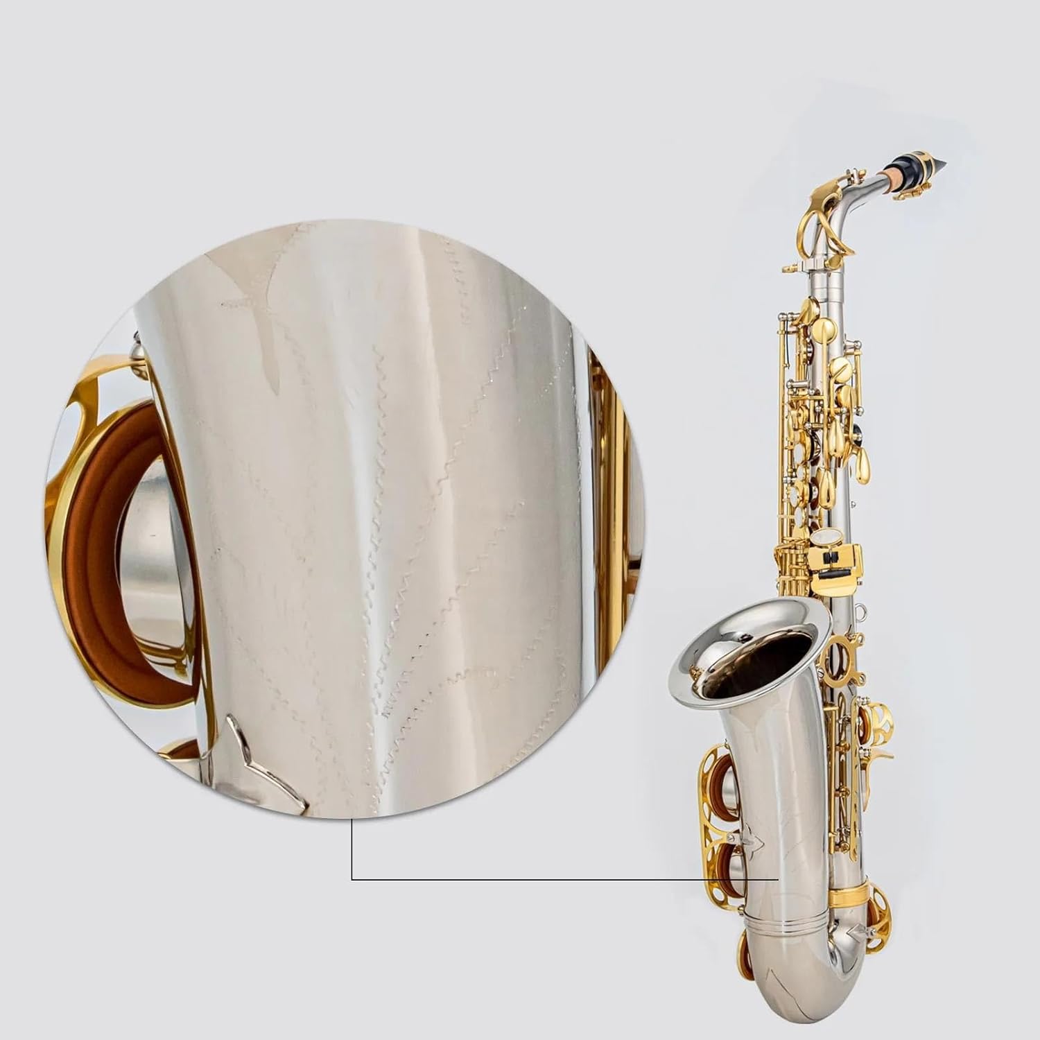 VBDEFRT Woodwind Instruments Eb Alto Saxophone Brass E Flat Sax 802 Key Type Woodwind Instrument With Rod Padded Case (Color : Silver)