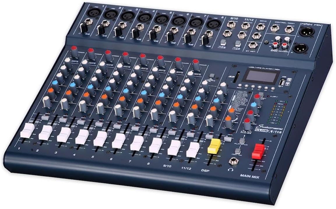 Studiomaster CLUB XS 12 12-Channel Portable Compact Mixing Console with USB, Bluetooth, DSP Effect