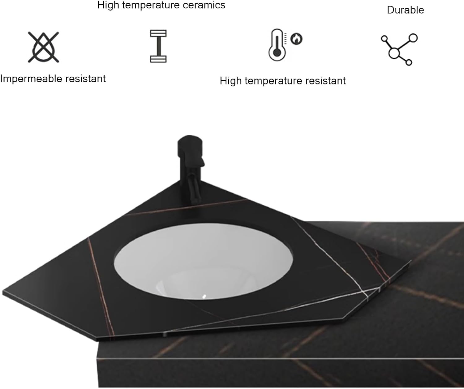 Corner Bathroom Sink, Wall Mount Ceramic Vanity with Mirror Cabinet, Corner Bathroom Vanity, Floating Wash Basin with Storage Container, Corner Vanity Sink(White)