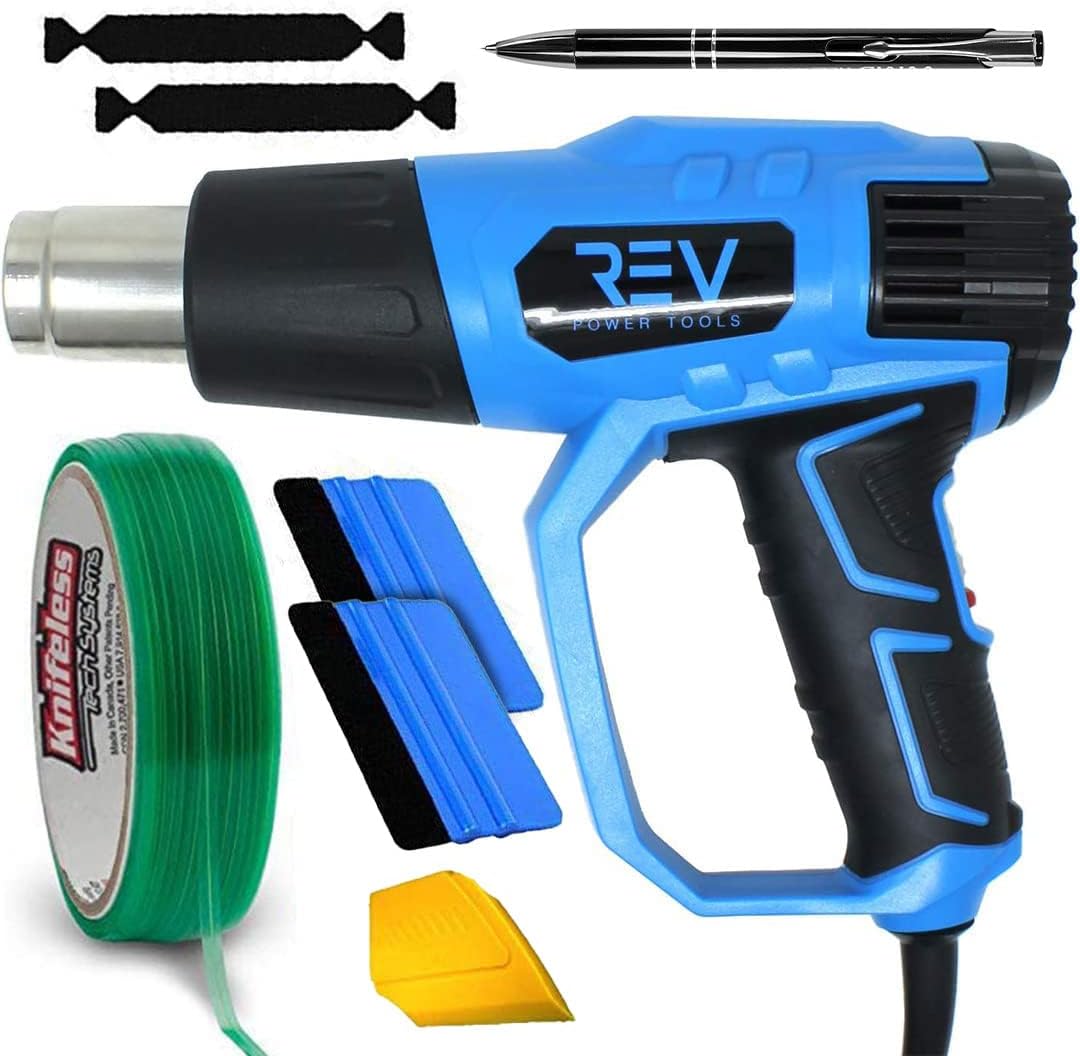 VViViD Vinyl Wrapping Kit - Blaze Turbo Heat Gun, Air-Release Pen, Knifeless Tape, x2 Blue Squeegee, Yellow Detailer and x2 Felt Tips - N1