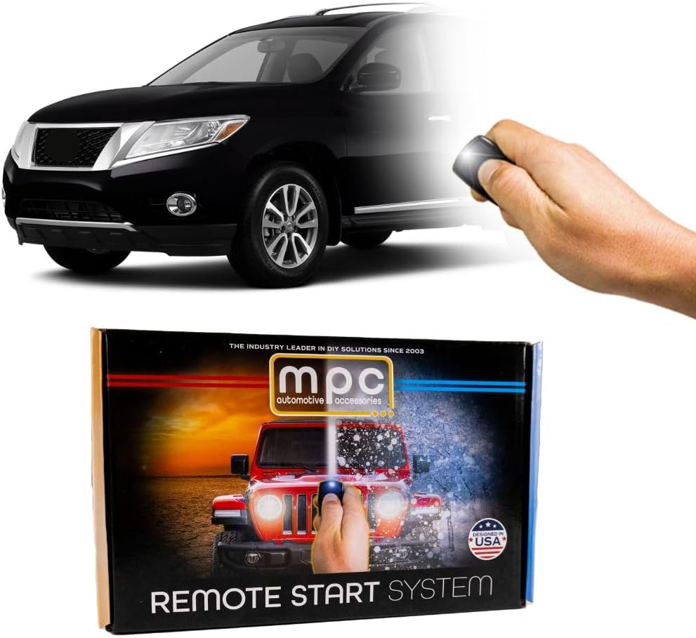 MPC Factory Remote Activated Remote Start Kit with T-Harness Compatible with 2009-2013 Nissan Pathfinder - with - Intelli-Key and NO Key Port on Dash.