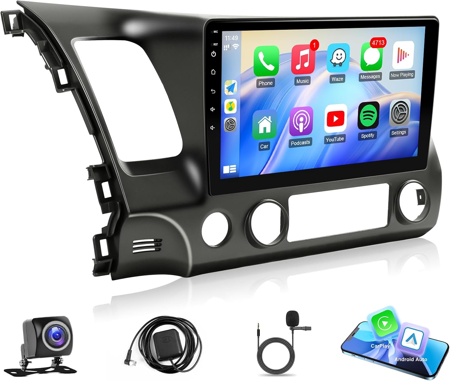 Leadfan Car Stereo Radio for Honda Civic 2006 2007 2008 2009 2010 2011 Wireless Carplay Android Auto - 10.1