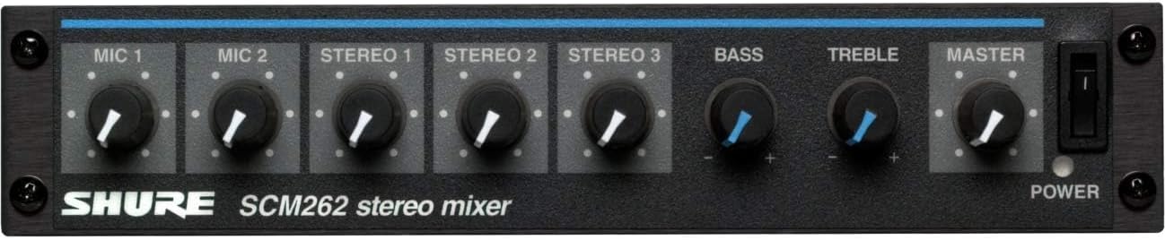 Shure SCM262 Stereo Microphone Mixer with 12V Phantom Power, Perfect for Restaurants, Aerobics/Health Clubs, Corporate Training and Classrooms