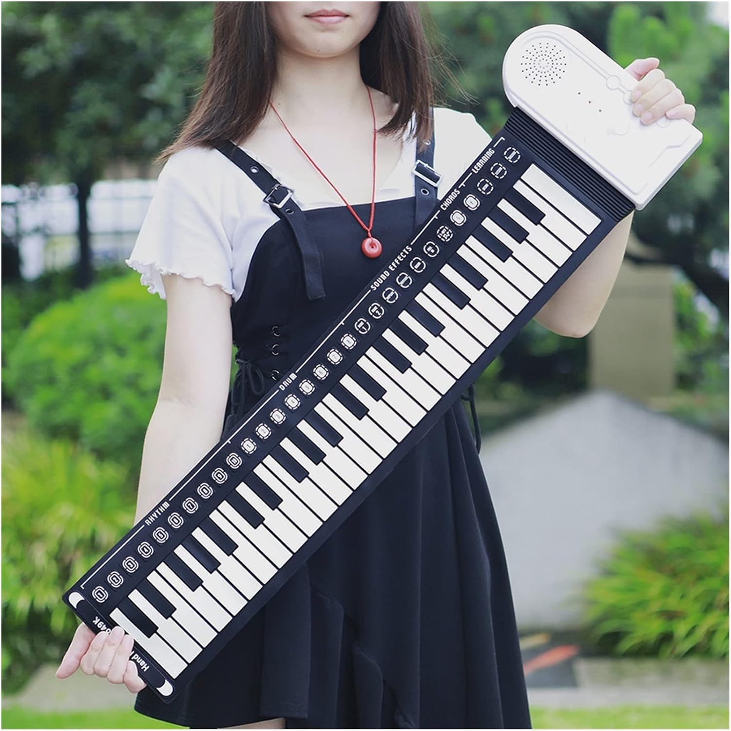 TSTS Piano Foldable 49 Keys Fold-able Electronic Piano Midi Keyboard Instrument Hand Roll Up Flexible Piano with Horn Musical