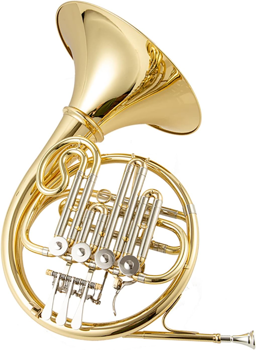 F/Bb 4 Keys Double French Horn - Brass Lacquer Gold Craft French Horn - Includes Musical Instrument Box for Beginners Examinations Professional Performance