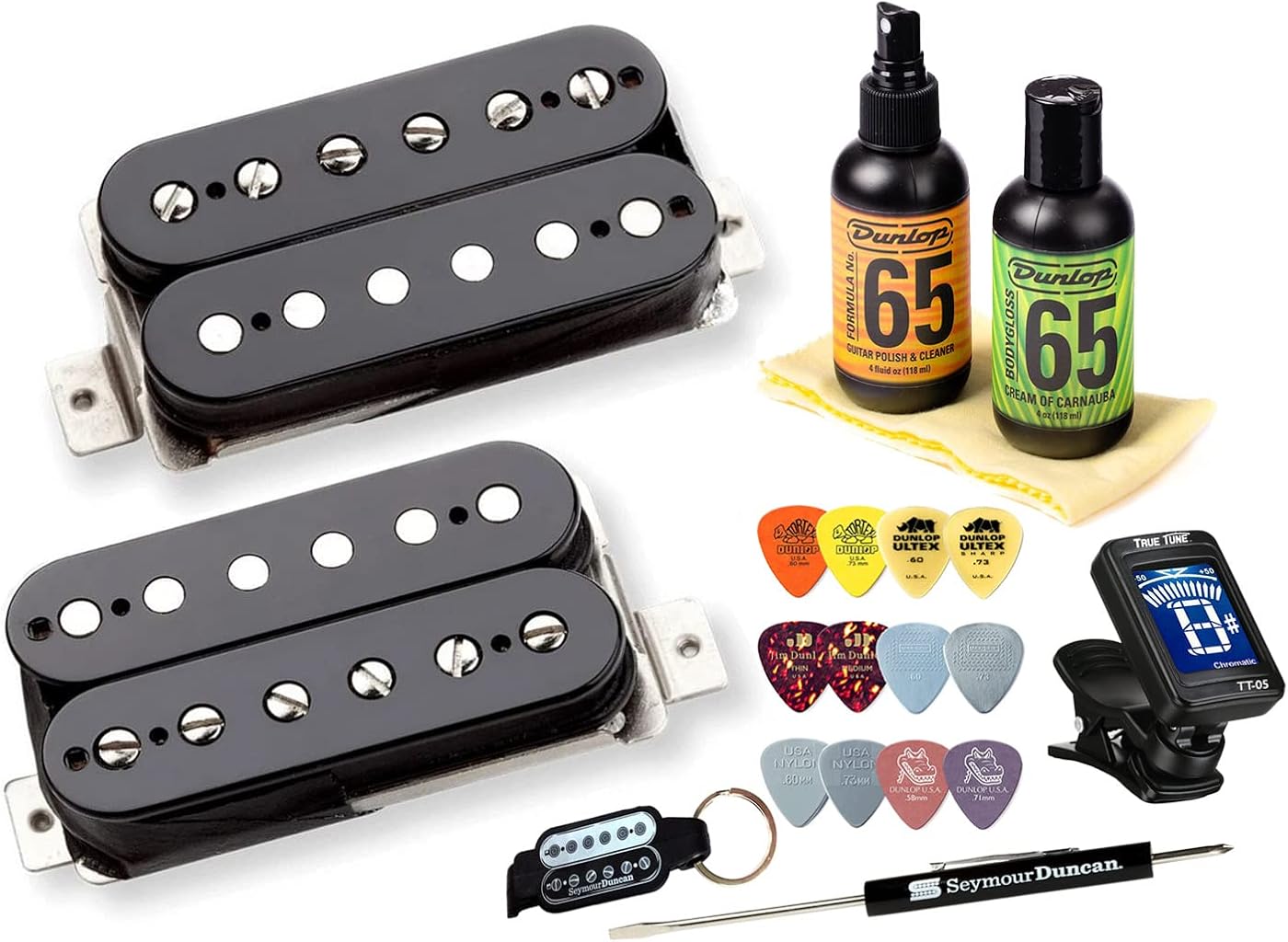 Seymour Duncan 11108-13-B Hot Rodded Humbucker Matched Guitar Pickup Set with True Tune Tuner, Care Kit, Picks