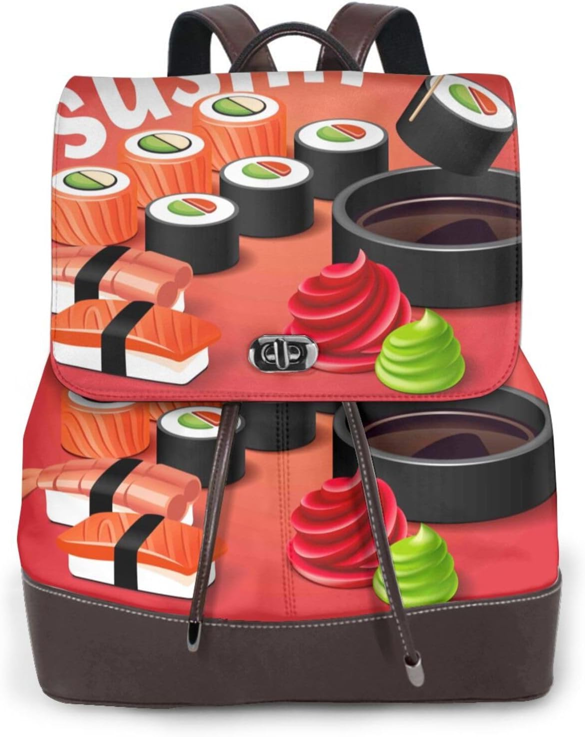 Sushi (5) for Womens Backpack Purse Microfiber PU Anti-theft Large Fashion Designer Travel Bag Ladies Shoulder Bags