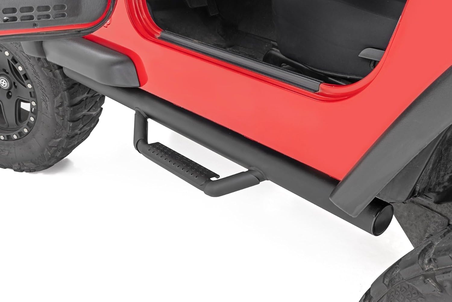 Rough Country Nerf Step Bars for Jeep Wrangler TJ (1997-2006) - Rugged Full Length Nerf Bars with Side Steps, Bolt-On Install
