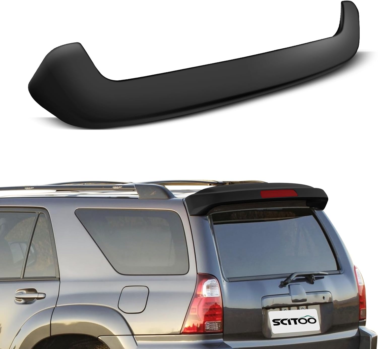 SCITOO Black ABS Rear Trunk Spoiler Wing 52.2 Inch x 5.9 Inch Replacement fit for 2003-2009 for Toyota 4Runner with 3rd Brake Light