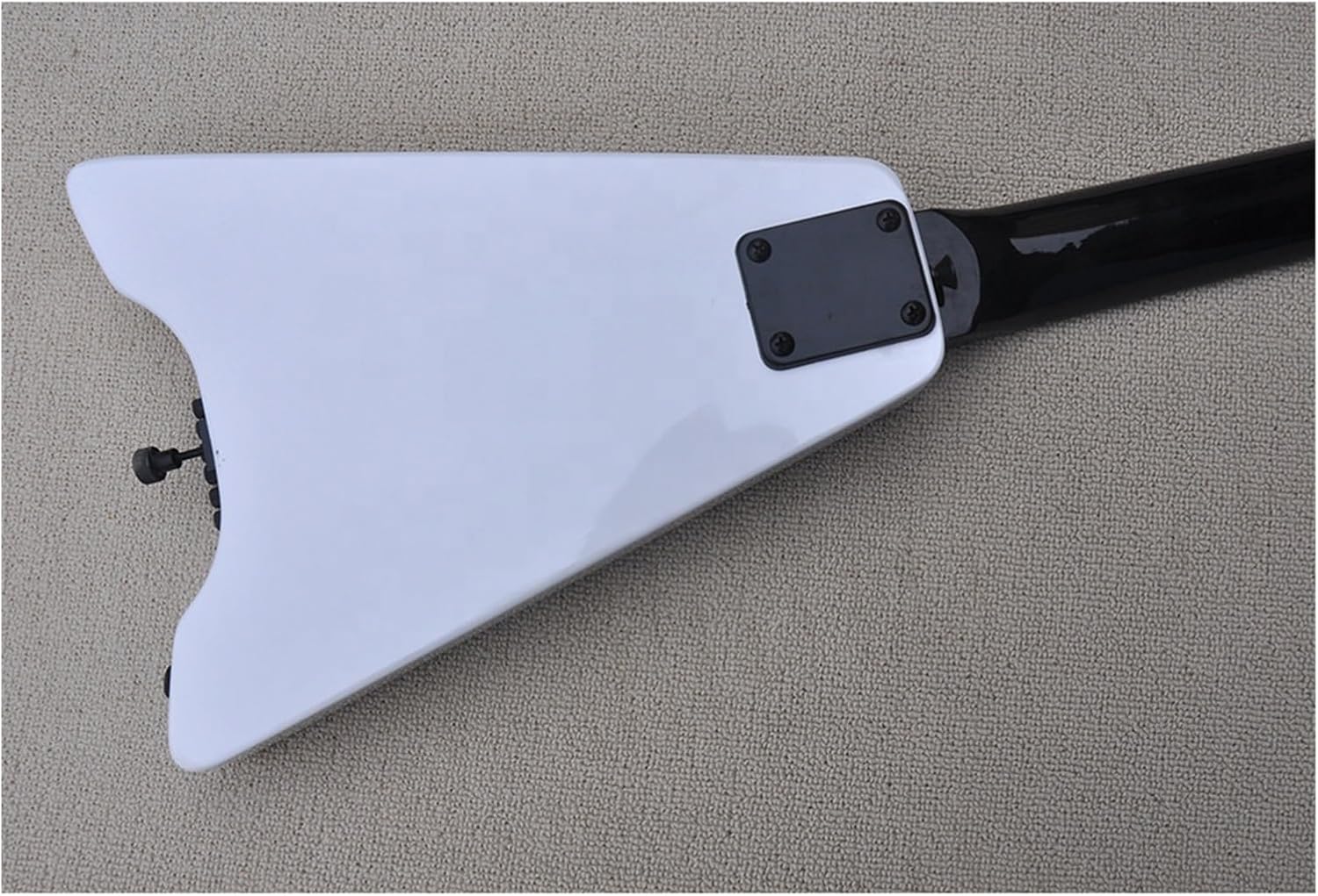 VENEKA Headless Electric Guitar White Headless Electric Guitar with Black Pickguard Rosewood Fretboard 24 Frets